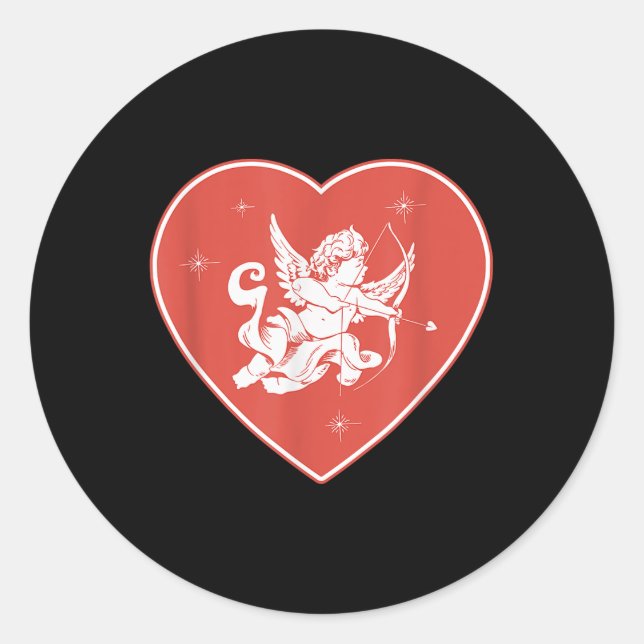 Cupids Arrow - Valentines Day Heart  Classic Round Sticker (Front)