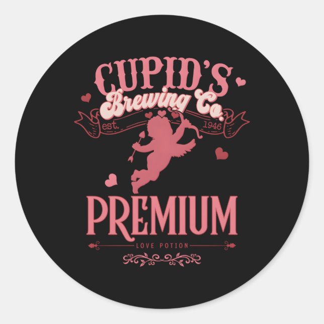Cupid'S Brewing Co Love Potions Day Classic Round Sticker (Front)