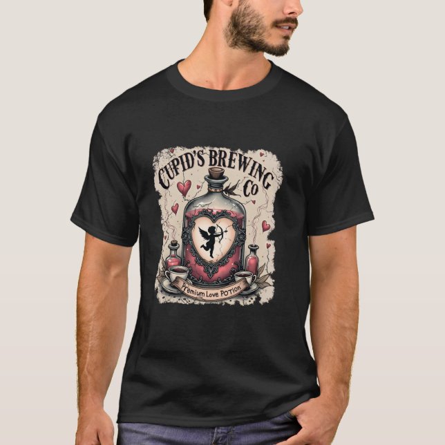 Cupid's Brewing Co Love Potions Funny Valentine T-Shirt (Front)