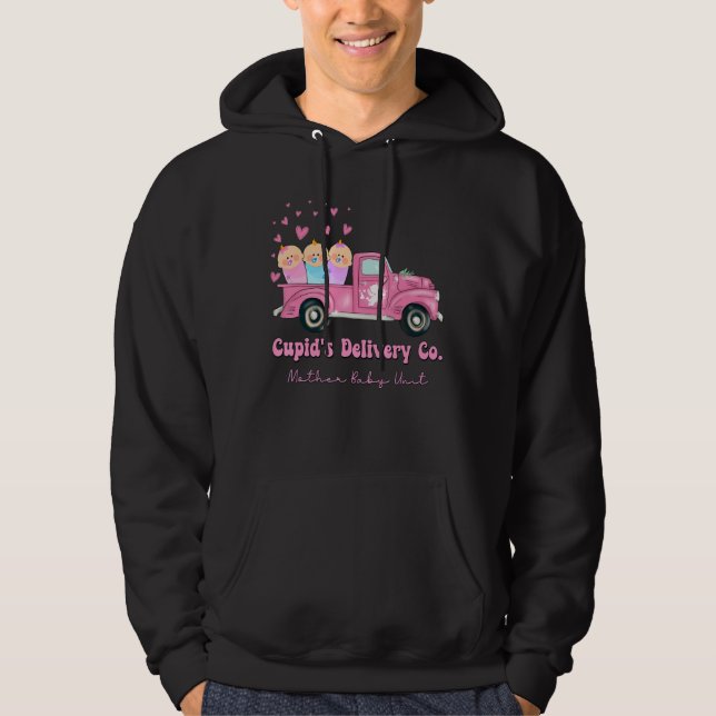 Cupid's Delivery Co Funny Mother Baby Nurse Valent Hoodie (Front)