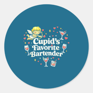 Cupid's favorite bartender funny valentine drink classic round sticker