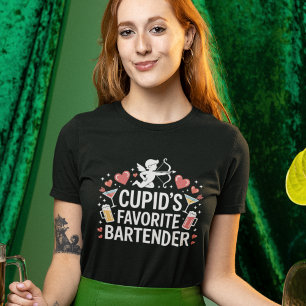 Cupids Favorite Bartender Womens Valentines Tee