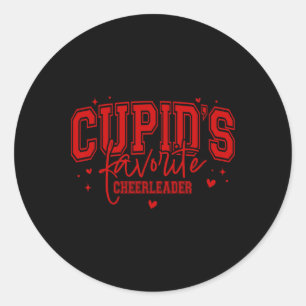 Cupid's Favorite Cheerleader Pink Valentines Cheer Classic Round Sticker
