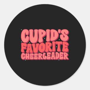 Cupids Favorite Cheerleader Valentine Day Love Che Classic Round Sticker