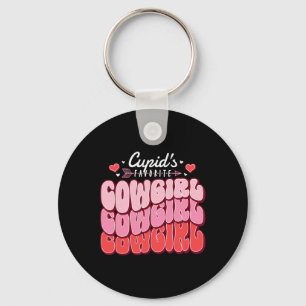 Cupid's Favorite Cowgirl Valentine's Day Hearts  Key Ring