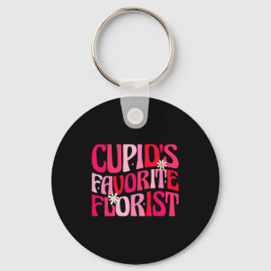 Cupids Favorite Florist Funny Retro Groovy Valenti Key Ring