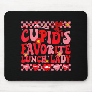 Cupid's favorite lunch lady hearts happy valentine mouse pad