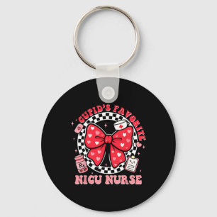 Cupids Favorite Nicu Nurse Valentine Coquette Bow Key Ring