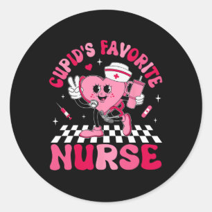 Cupids Favorite Nurse Bougie Valentine Candy Heart Classic Round Sticker