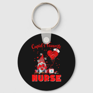 Cupids Favorite Nurse Gnome Valentine Funny Nursin Key Ring