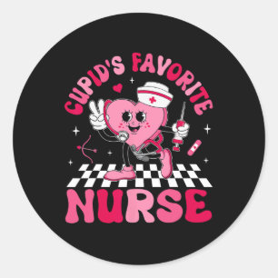 Cupids Favorite Nurse Valentine Candy Heart Nurse Classic Round Sticker