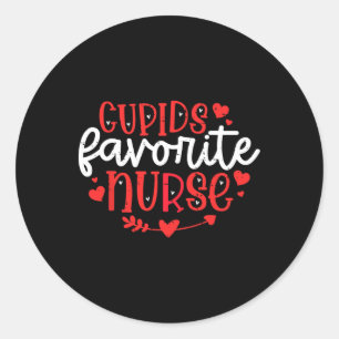 Cupid's Favorite Nurse Valentines Day Valentine Er Classic Round Sticker