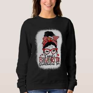 Cupid's Favorite Ophthalmic Tech Messy Bun Valenti Sweatshirt