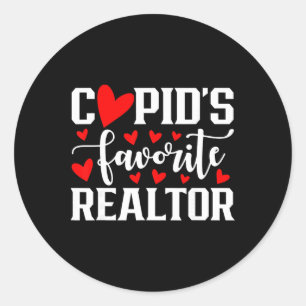 Cupid's Favorite Realtor Cute Heart Valentine's Da Classic Round Sticker