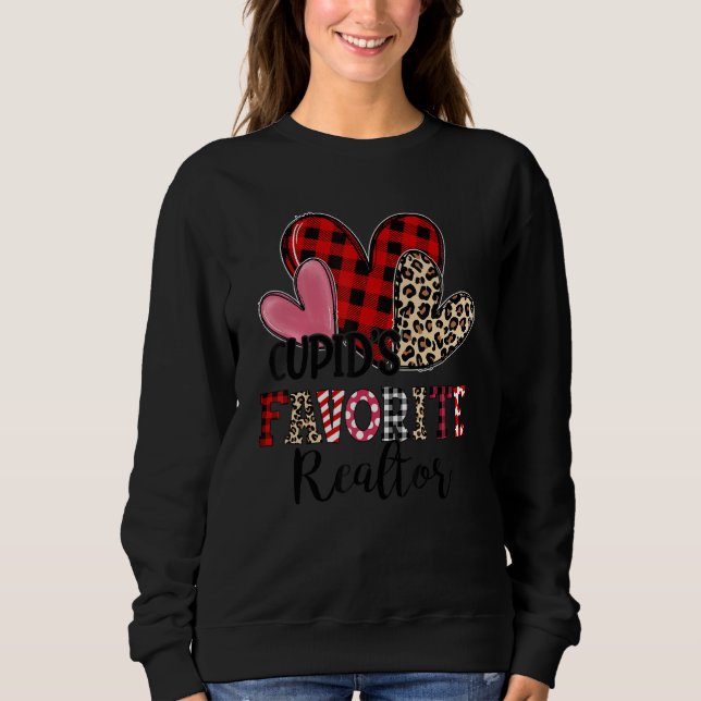 Cupid's Favorite Realtor Three Hearts Valentine's  Sweatshirt (Front)