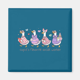 Cupid's Favorite Social Worker Goose Illustration Magnet