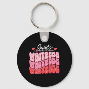 Cupid's Favorite Waitress Valentine's Day Hearts Key Ring