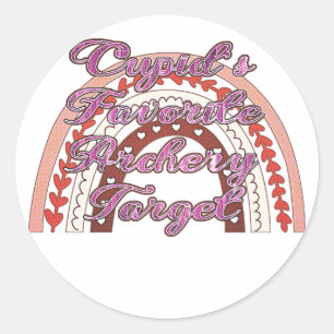 Cupid's Favourite Archery Target - Valentine's Day Classic Round Sticker