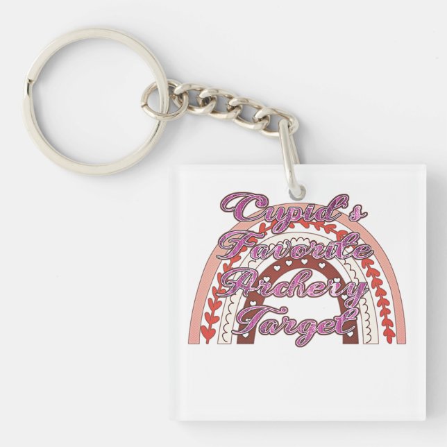 Cupid's Favourite Archery Target - Valentine's Day Key Ring (Front)