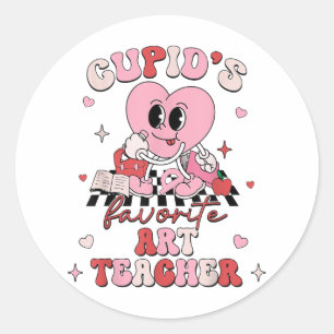 Cupids Favourite Art Teacher Valentine Cute Heart Classic Round Sticker