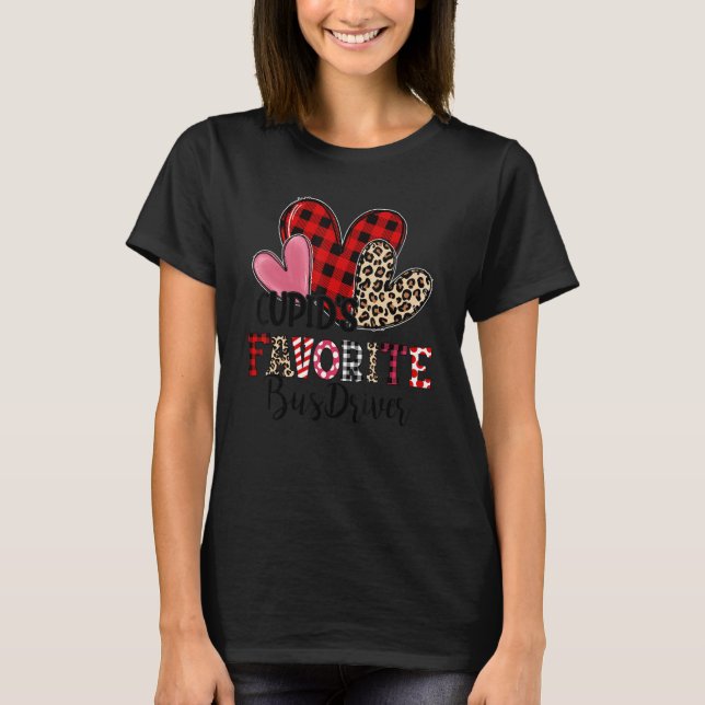Cupid's Favourite Bus Driver Three Hearts Valentin T-Shirt (Front)