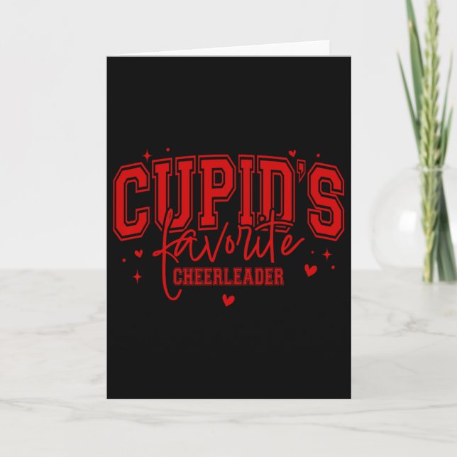 Cupid's Favourite Cheerleader Pink Valentines Chee Card (Front)