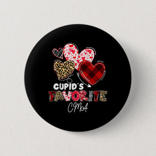 Cupids Favourite Cma Nurse Valentine Buffalo Plaid 6 Cm Round Badge