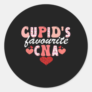 Cupid's Favourite Cna Valentine Certified Nursing Classic Round Sticker