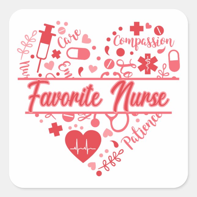  Cupids Favourite Nurse Square Sticker (Front)