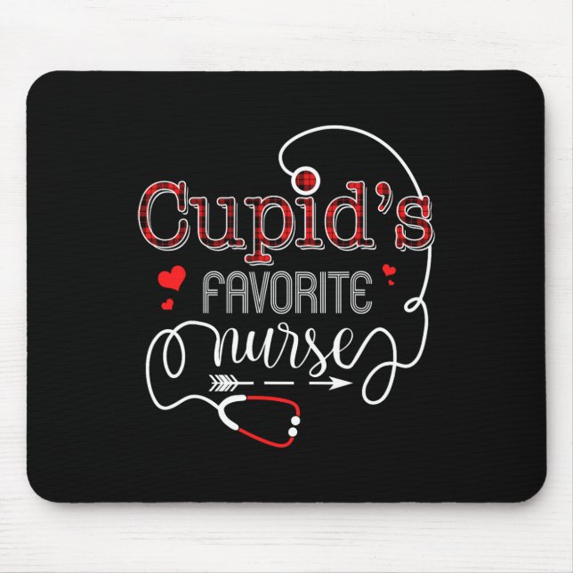 Cupid's Favourite Nurse Valentine Day Nursing Medi Mouse Pad (Front)