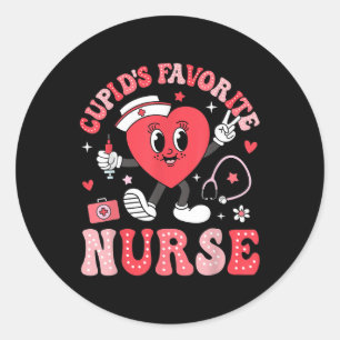 Cupids Favourite Nurse Valentines Day Cute Heart R Classic Round Sticker