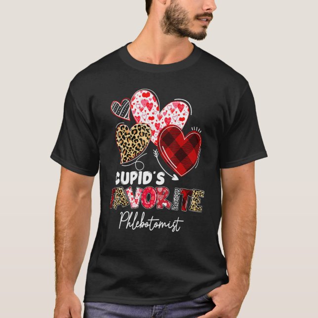 Cupid's Favourite Phlebotomist Valentine Phlebotom T-Shirt (Front)