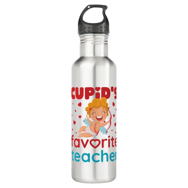 Cupid's Favourite Teacher Cute Valentine's Day 710 Ml Water Bottle (Front)