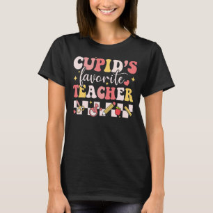 Cupid's Favourite Teacher Groovy Retro Valentine's T-Shirt
