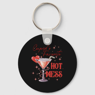 Cupid's Hot Mess Valentine Martini Love Art Tail  Key Ring