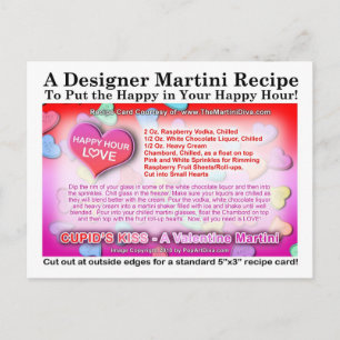 Cupid's Kiss Valentine Martini Recipe Postcard