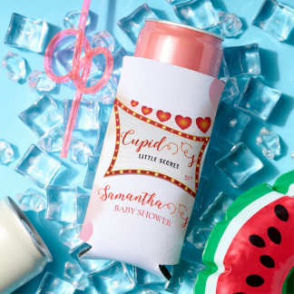 Cupid's Little Secret Valentine Baby Shower Seltzer Can Cooler