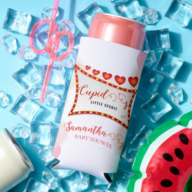 Cupid's Little Secret Valentine Baby Shower Seltzer Can Cooler (In Situ Summer)
