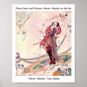 Cupids, Princess and Prince on a magical fan Poster