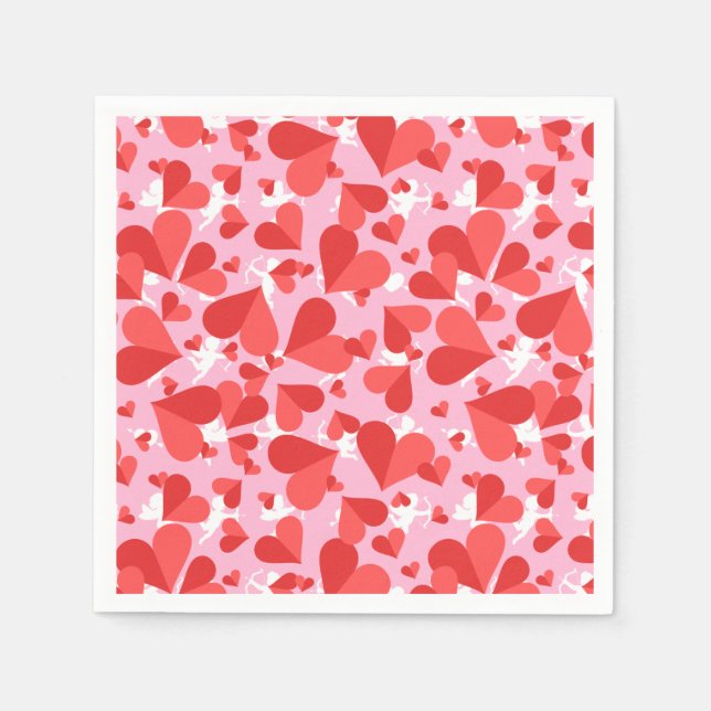 Cupids Red Confetti Napkin (Front)