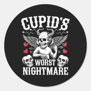 Cupid's Worst Scary Night Skull Art Valentine's Da Classic Round Sticker
