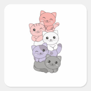 Cupioromantic Flag Pride Lgbtq Cute Cats Square Sticker