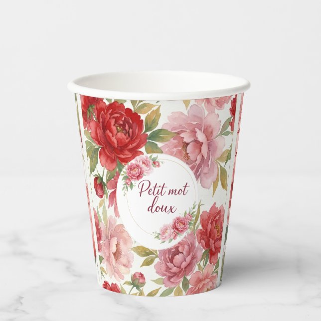 Cups en carton florales Petit mot doux (Front)