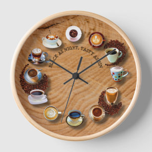 Cups Of Black Coffee As A Clock With Beans