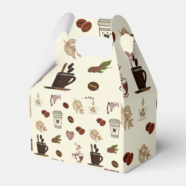Cups of Coffee and Coffee Beans Favour Box (Front Side)