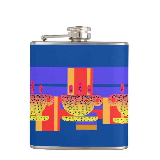 CUPS + Primary Colours Vinyl Wrapped Flask (Front)