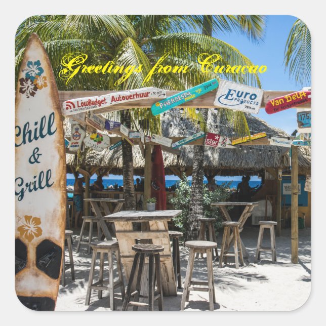 Curacao Beach Square Sticker (Front)