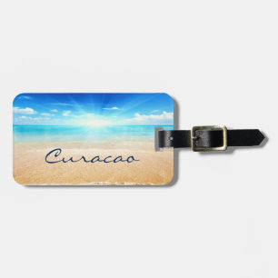 Curacao beach sunrise luggage tag