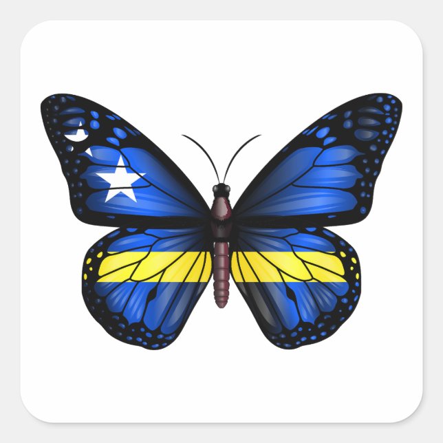 Curaçao Butterfly Flag Square Sticker (Front)