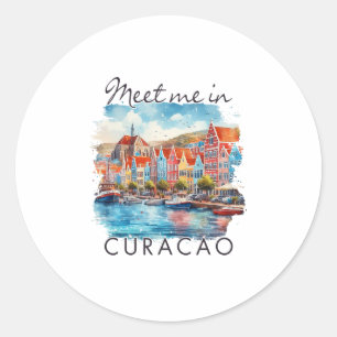 Curacao Caribbean Islands Travel Trip Meet Me In C Classic Round Sticker